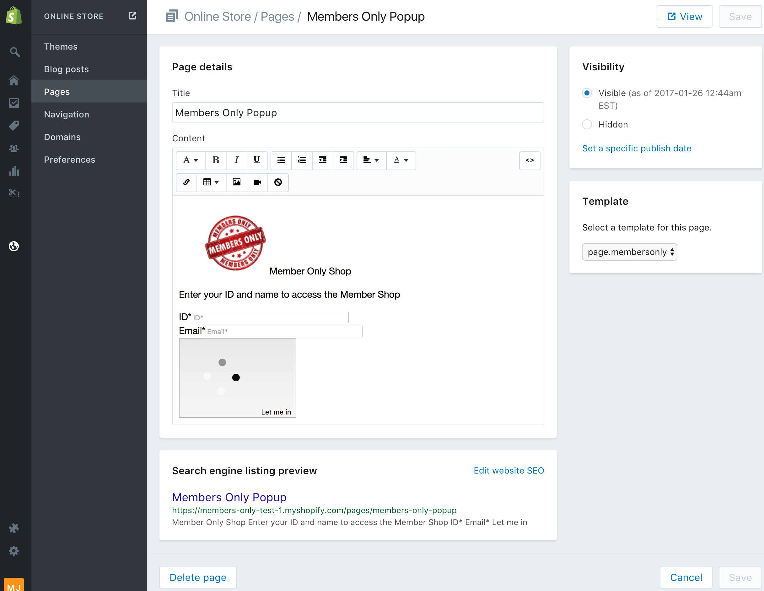 Customize Page